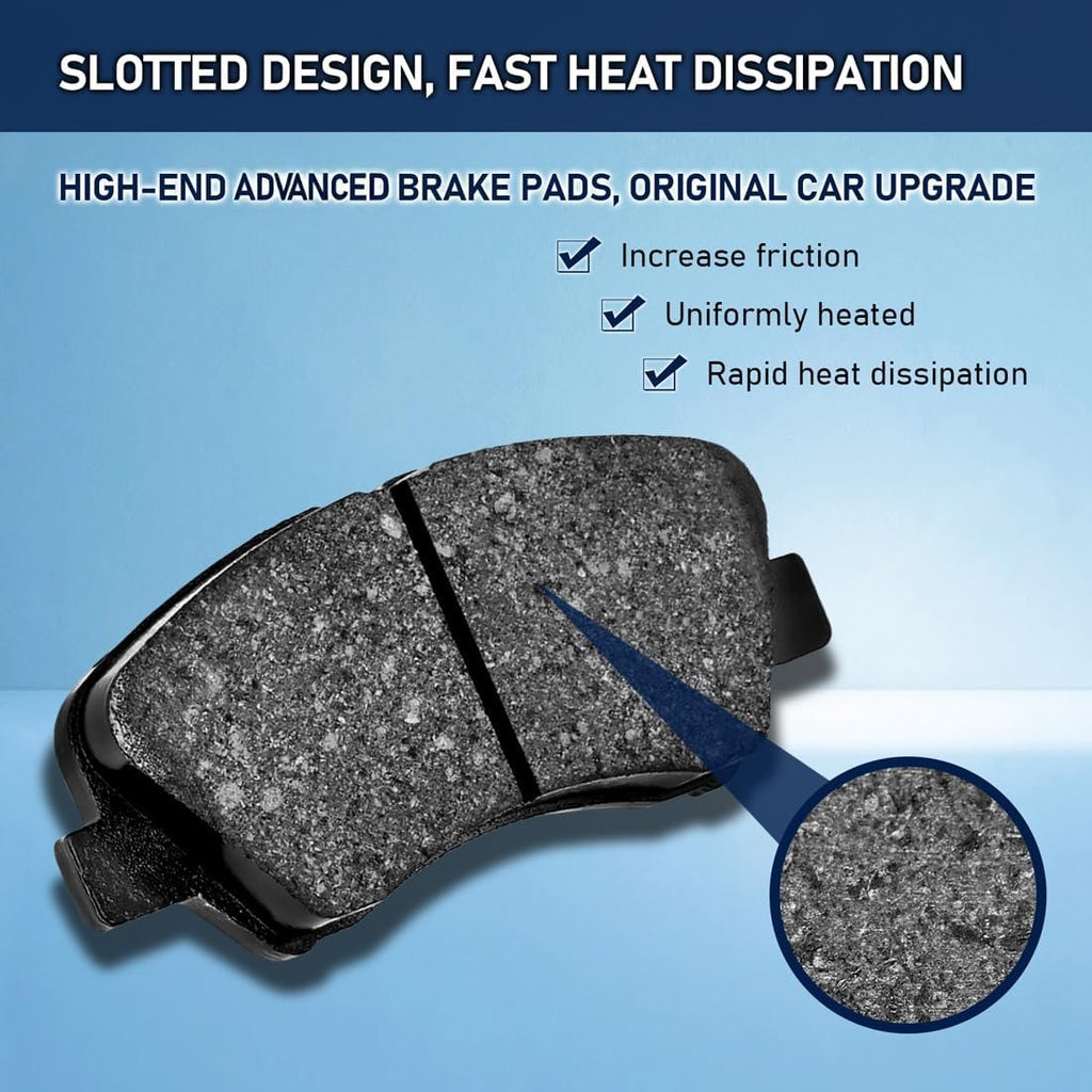 Brake Pads w/Vented Rotors 10.16inch (258mm) for Ford Fiesta 1.6L 2011 2012 2013 2014 2015 2016 2017 2018 2019, for Fiesta 1.0L 2014 2015 2016 2017 6Pcs Front Replacement Brakes Kit