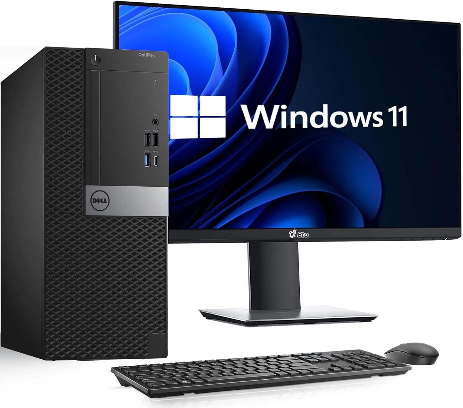Dell Optiplex 7050 Tower Desktop Computer PC - Intel Core i5-7500 7th Gen 3.40GHz - 16GB DDR4 RAM - 512GB SSD - New 24 Monitor - Webcam - Wireless Keyboard & Mouse - WiFi - Window 11 Pro (Renewed)