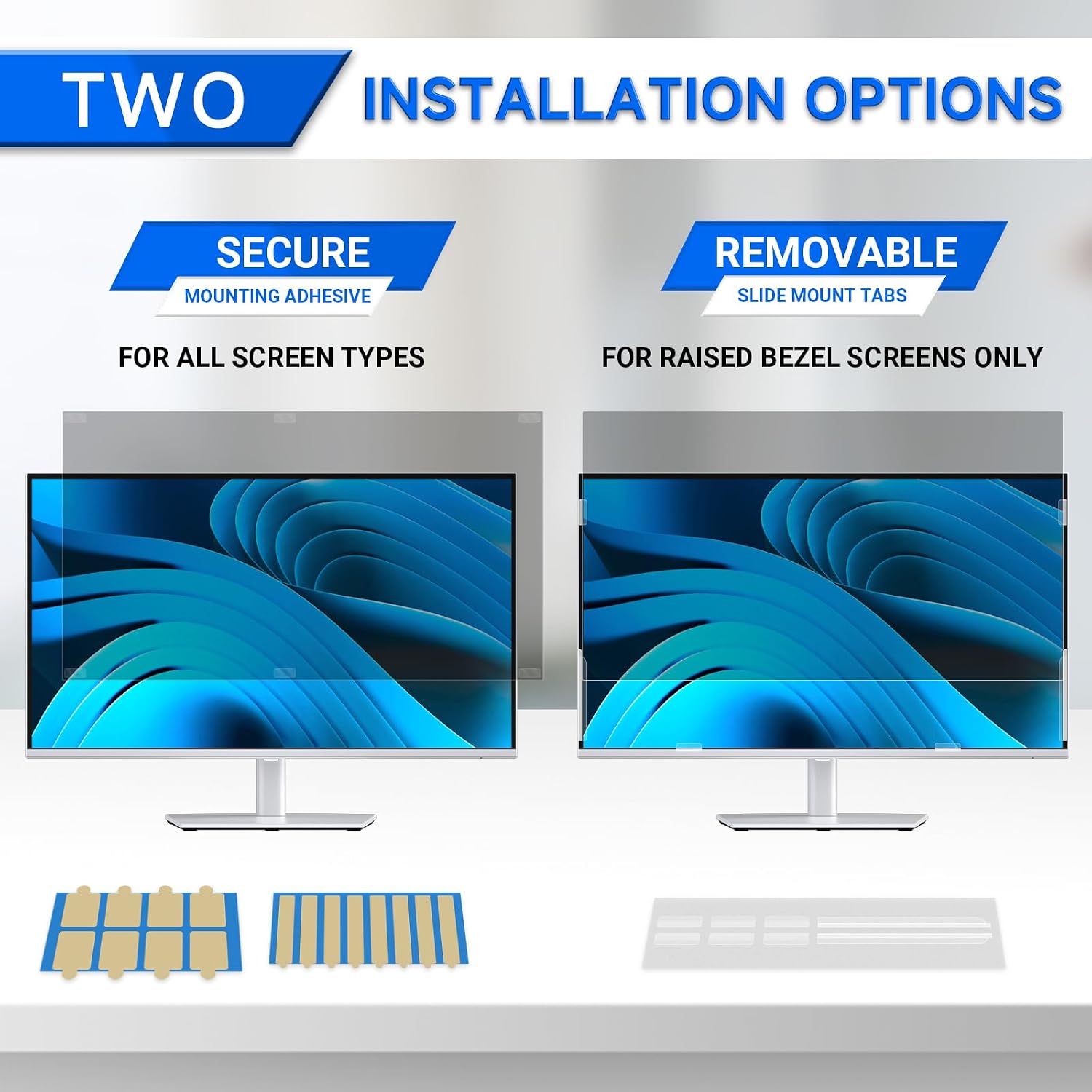 [2-Pack] Privacy Screen For Computer Monitor, 32-Inch 16:9 Aspect Ratio; Anti Spy/Bule Light/Glare And Eye Protection, 2 Install Ways Removable For Office, Airport, Cafe And Other Public Area; Diagonal 32 Inches, Width 27.89 Inches, Height 15.69 Inches
