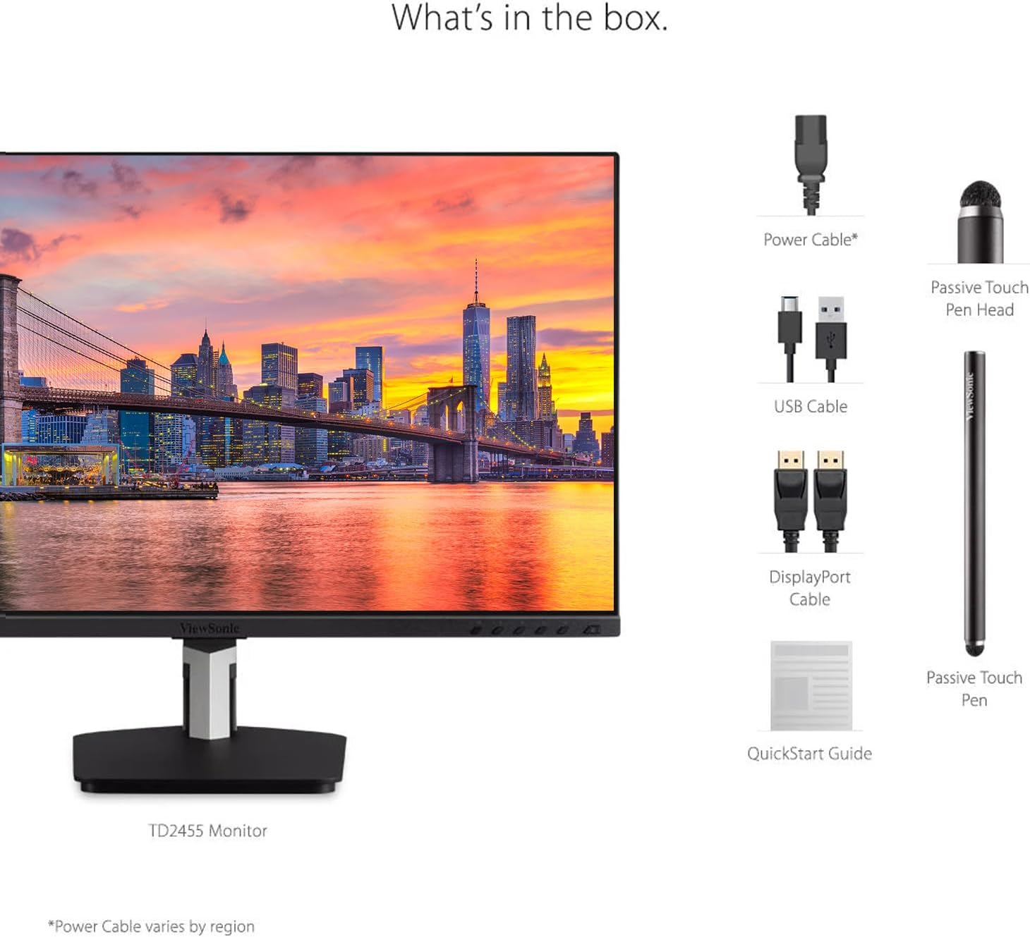 ViewSonic TD2455 24-inch 1080P FHD IPS Premium Monitor, 2-Pack Bundle with 10-Point Touch, Daisy Chain, HDMI, DisplayPort, USB-C, Speaker, Stylus Pen
