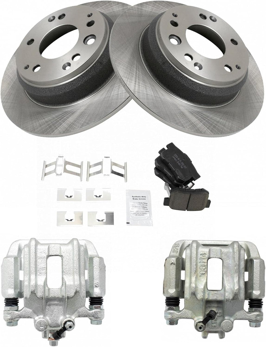 TRQ Rear Brake Pad and Rotor Set Ceramic Solid Rotors Calipers Compatible with 1991-1995 Acura Legend 1996-1998 RL 1995-1998 Honda Odyssey 1996-1999 Isuzu Oasis