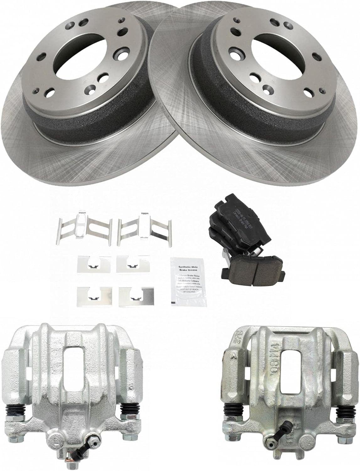 TRQ Rear Brake Pad and Rotor Set Ceramic Solid Rotors Calipers Compatible with 1991-1995 Acura Legend 1996-1998 RL 1995-1998 Honda Odyssey 1996-1999 Isuzu Oasis