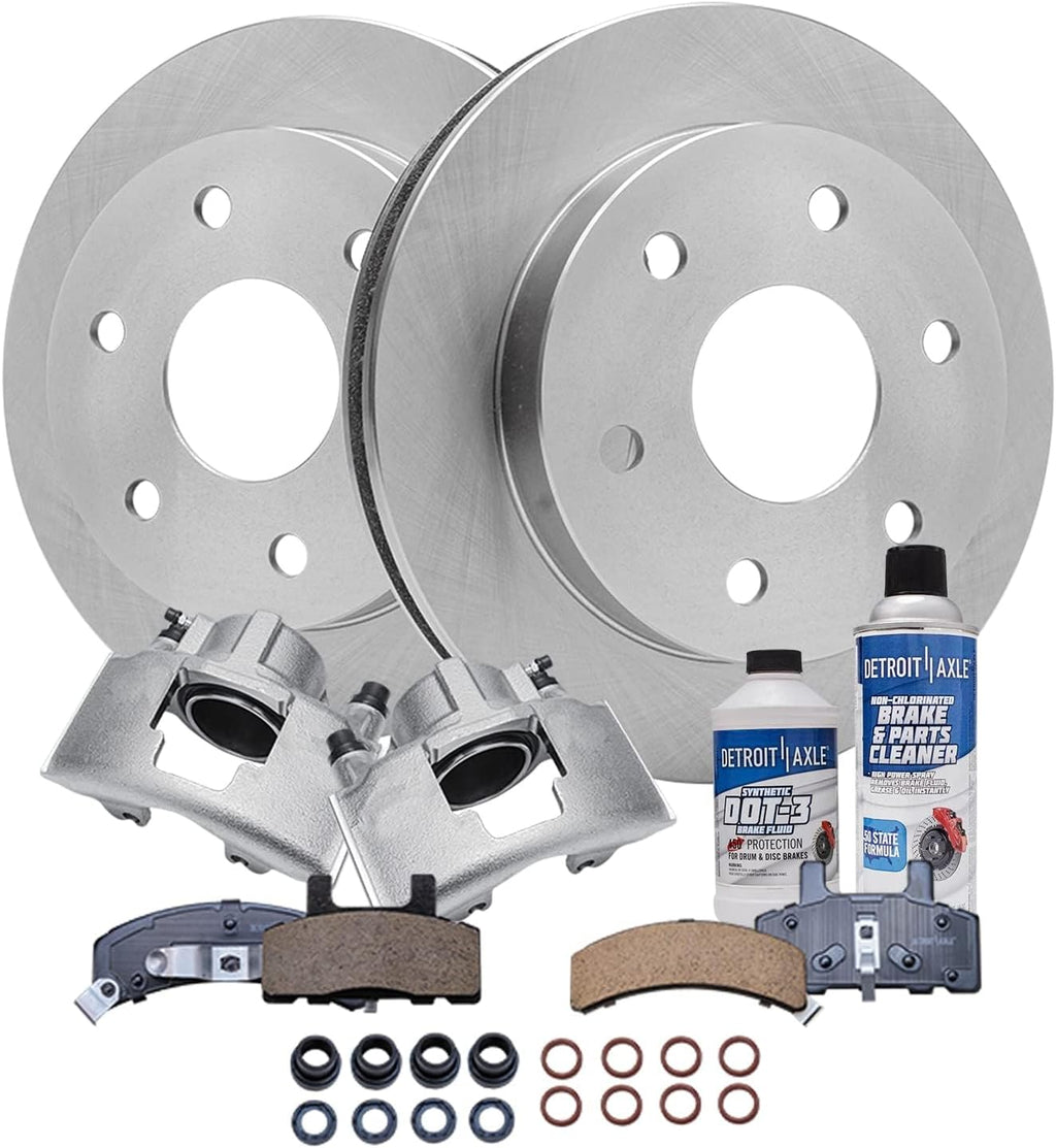 Detroit Axle - Front Brake Kit for Chevrolet GMC Escalade K1500 K2500 Tahoe Yukon Cadillac Escalade Disc Brake Rotors Brake Calipers w/Bracket Ceramic Brakes Pads Replacement