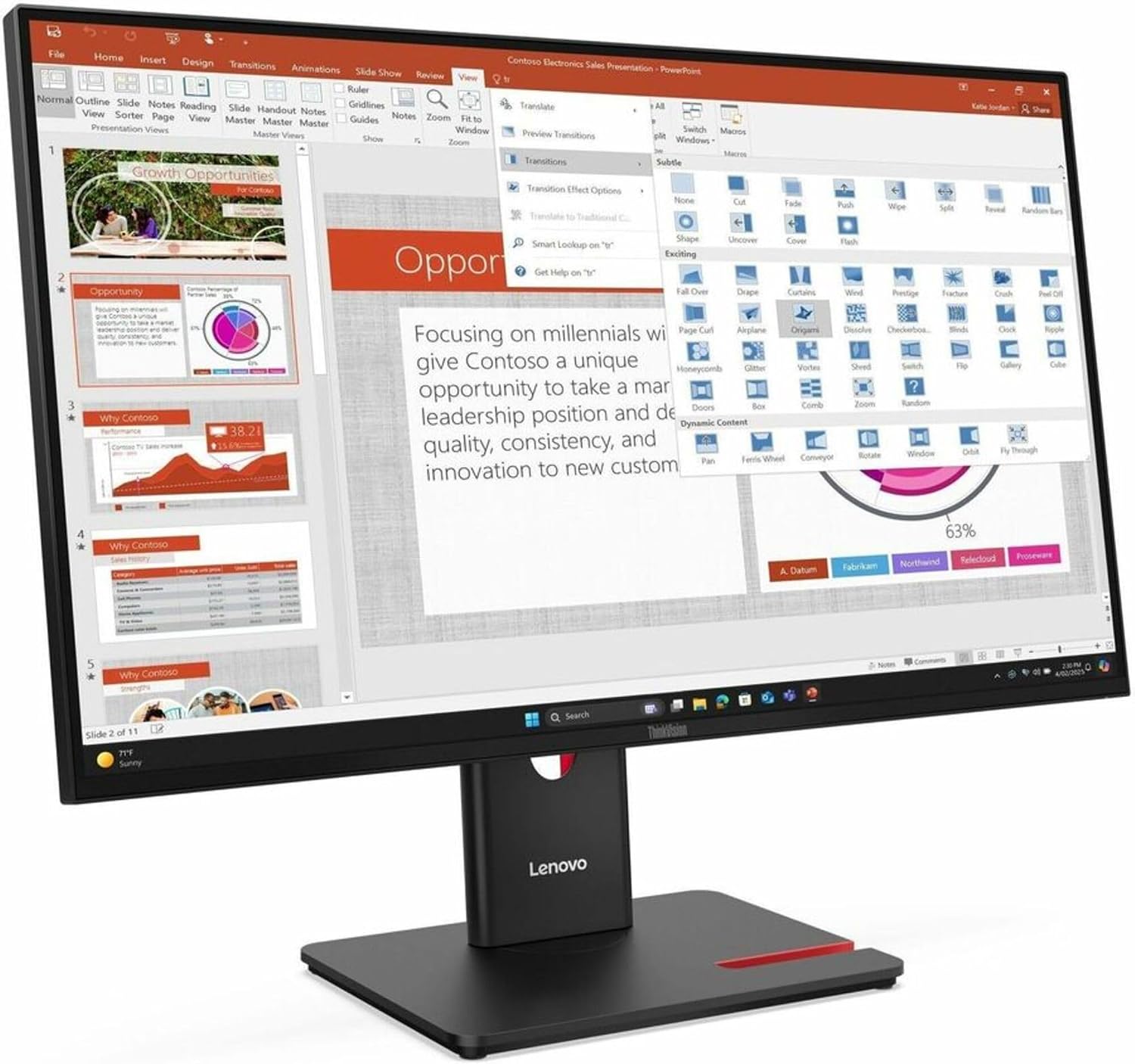 Lenovo ThinkVision T27-40 27' Class Full HD LED Monitor - 16:9 - Eclipse Black