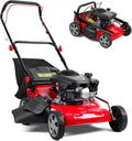 3 in 1 Gas Lawn Mower Self Propelled Gas Lawn Mower, 131cc Engine ＆ 18inch Cutting Width, 50L Big Grass Tank, Foldable Handle, Easy to Assemble(Red) Red 18inch