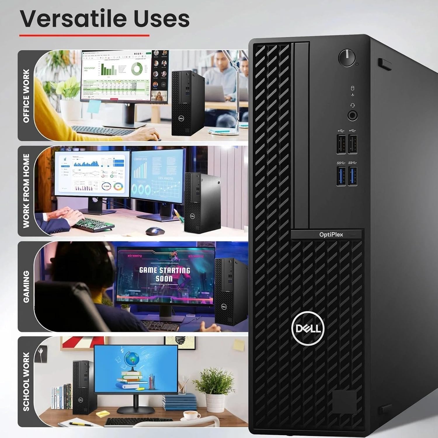 Dell OptiPlex Gaming Desktop PC SFF | Intel Core i5-10500 | 16GB RAM | 256GB SSD | 1TB HDD | 22' Monitor | GeForce GT 1030 | WiFi | RGB Keyboard and Mouse | Gaming Computer | Windows 11 Pro (Renewed)