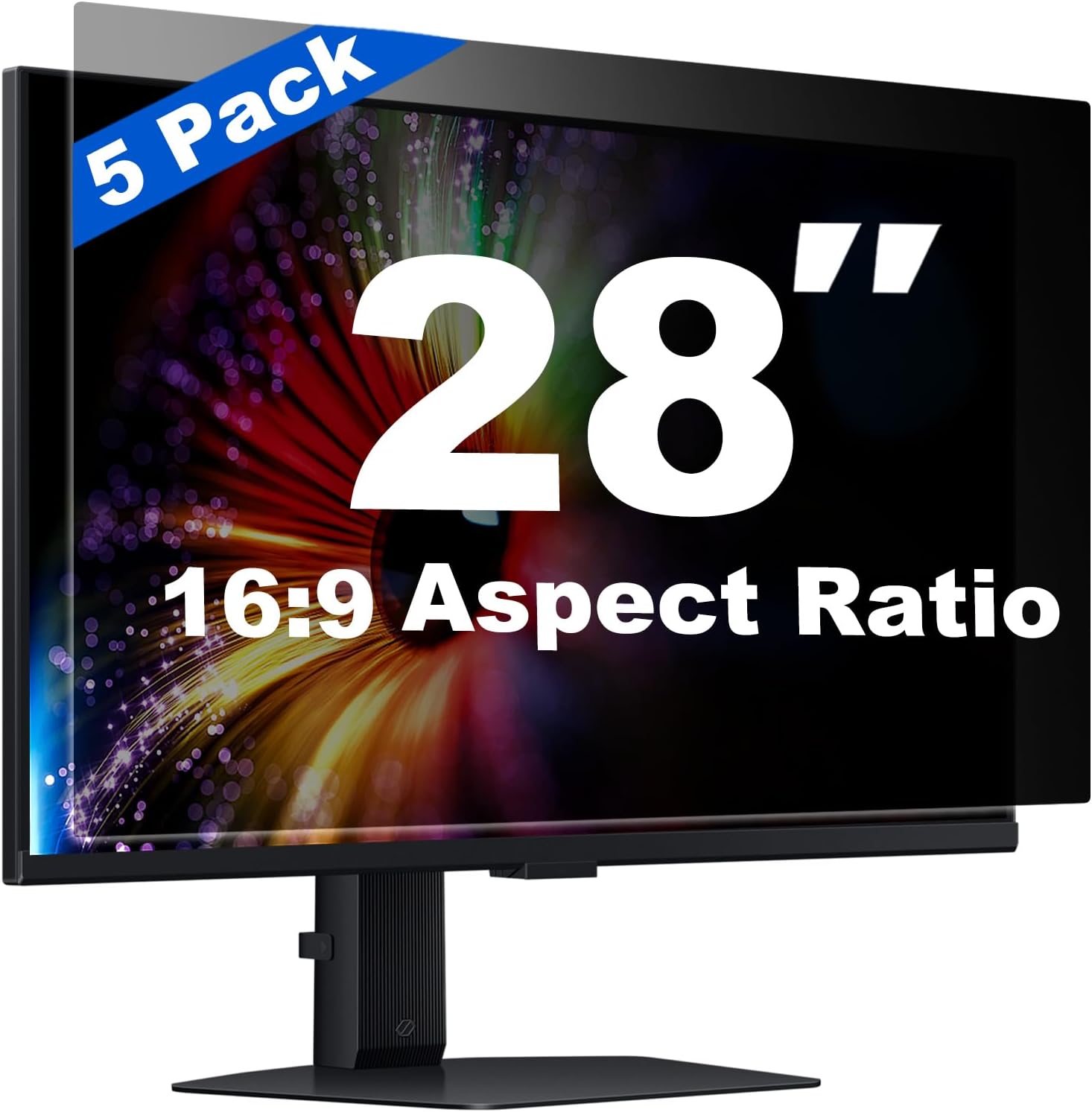 [5 Pack] 28 Inch Computer Privacy Screen for 16:9 Aspect Ratio Widescreen Monitor, Eye Protection Anti Glare Blue Light Filter Shield, Removable Anti-Scratch Anti Spy Protector