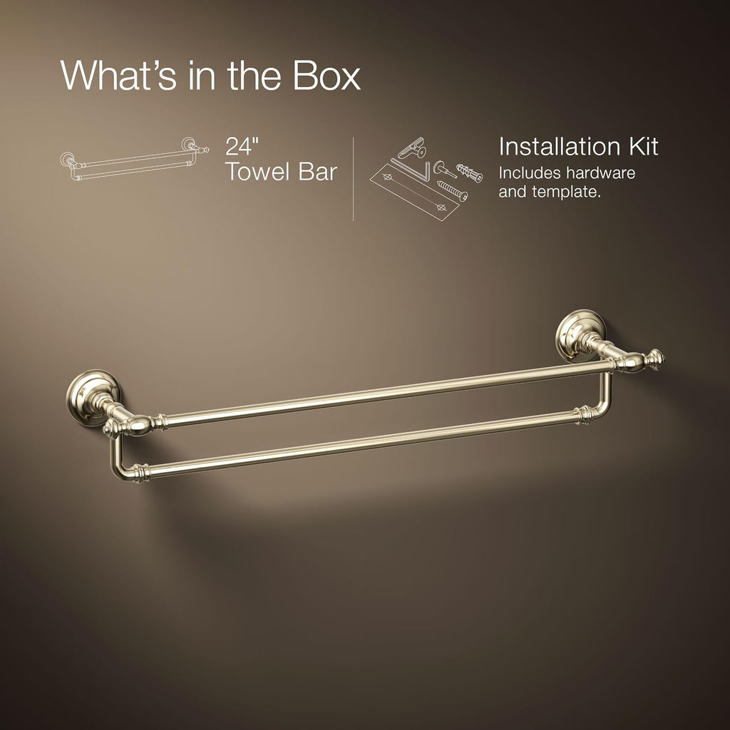 Kohler 72570-AF Artifacts® 24' Double Towel bar, Vibrant French Gold