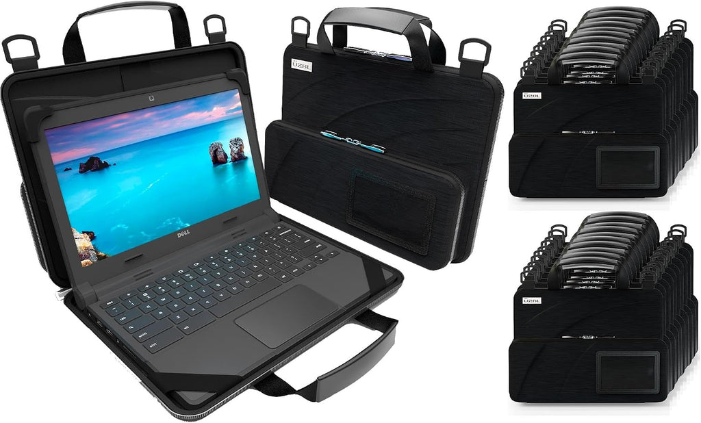 UZBL 11-11.6 Inch Always-on Chromebook Protective Hard Case with Accessory Pouch and Adjustable Shoulder Strap (20 Pack)