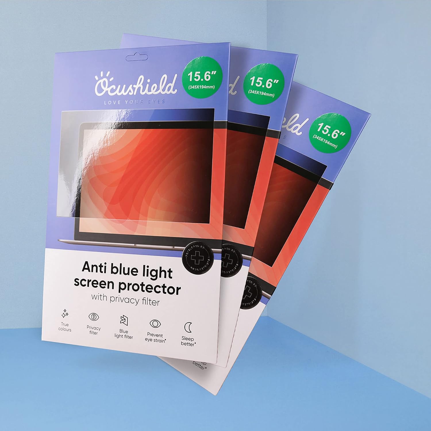 Ocushield 26' (16:10) Anti-Blue Light Screen Protector with Privacy Filter for Laptops and Computer Monitors - Anti-Glare - Easy Install - Anti-Fingerprint - Reduce Eye Fatigue (552 x 346 mm)