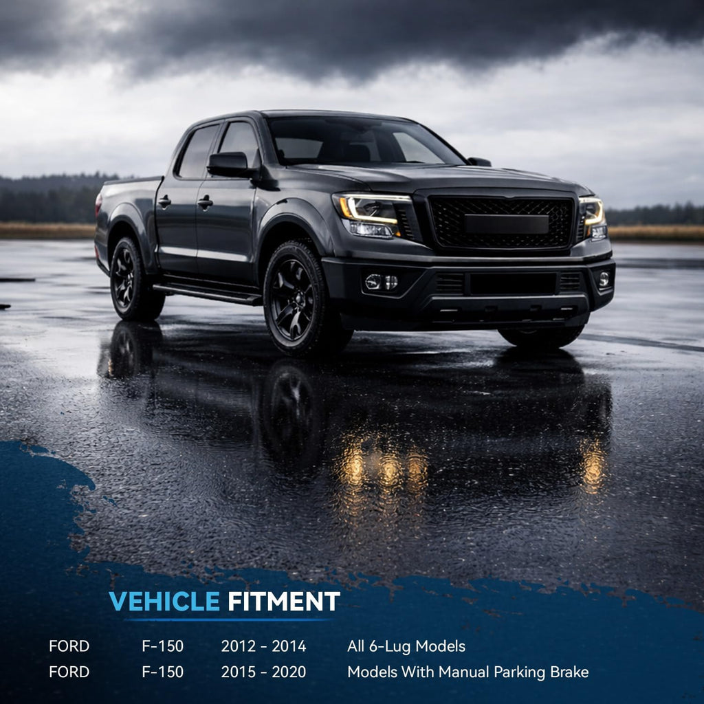 Detroit Axle - Brake Kit for 2012-2020 Ford F-150 Drilled & Slotted Brake Rotors and Ceramic Brakes Pads 2013 2014 2015 2016 2017 2018 2019 Front and Rear Replacement
