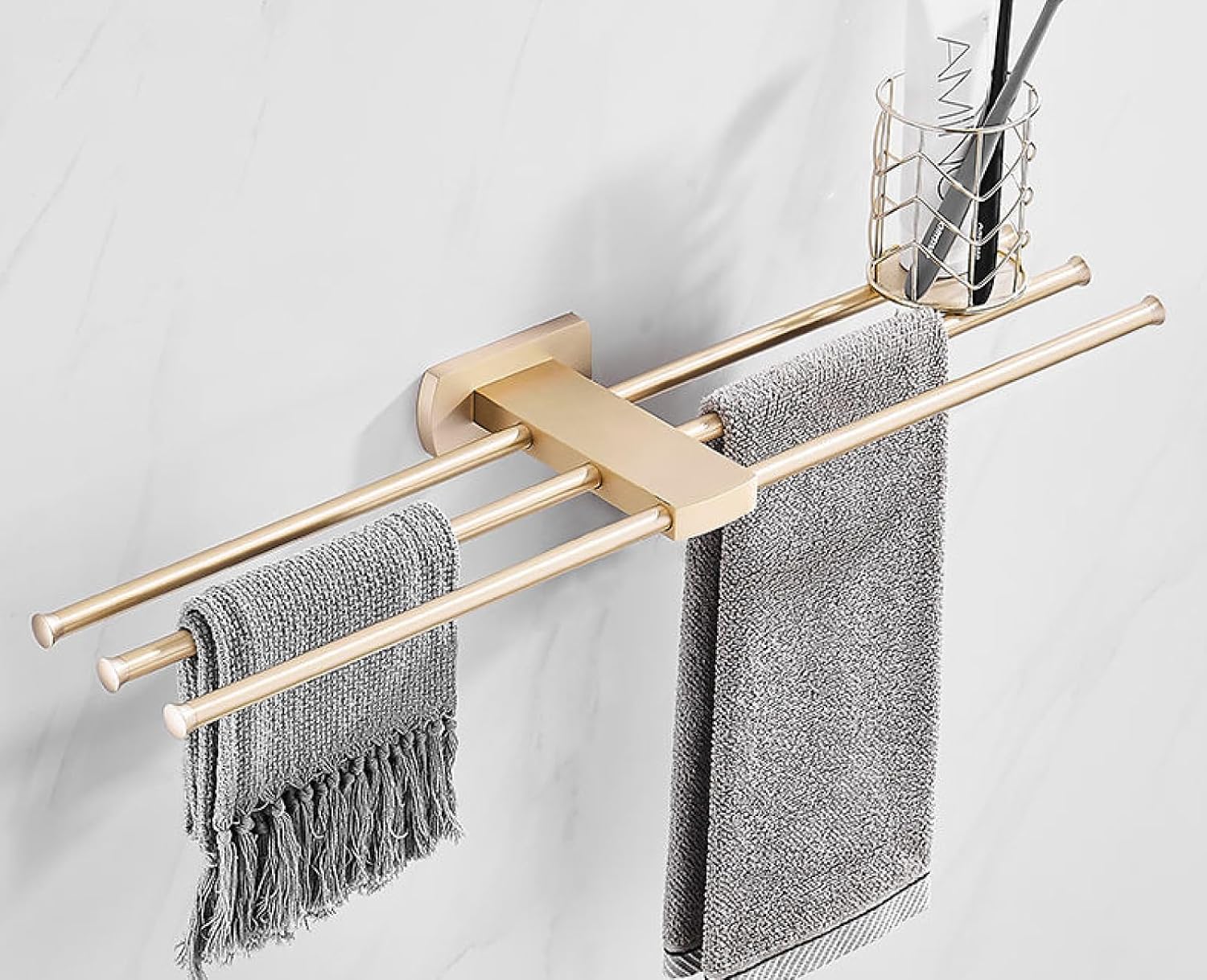 Toilet Towel Rack, Bath Towel Rack, Bathroom Shelf Hardware Storage Pendant, Straight Three Bars