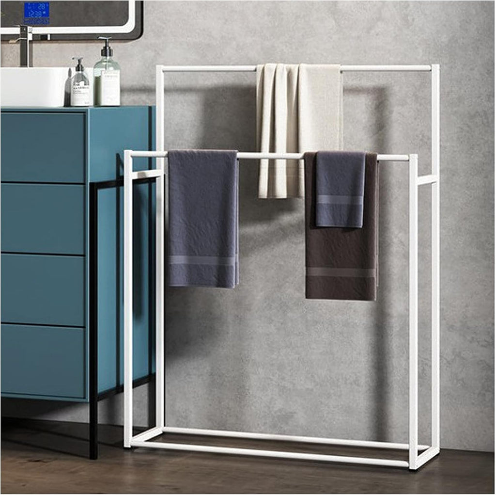 Exquisite Bathroom Shelves 2-Tier Freestanding Towel Racks, Metal Double Bathroom Rack/Hotel Household Towel Storage Rack Stand, Bathroom Towel Bar Organizer for Bathroom Accessori (Color : Gold, Si