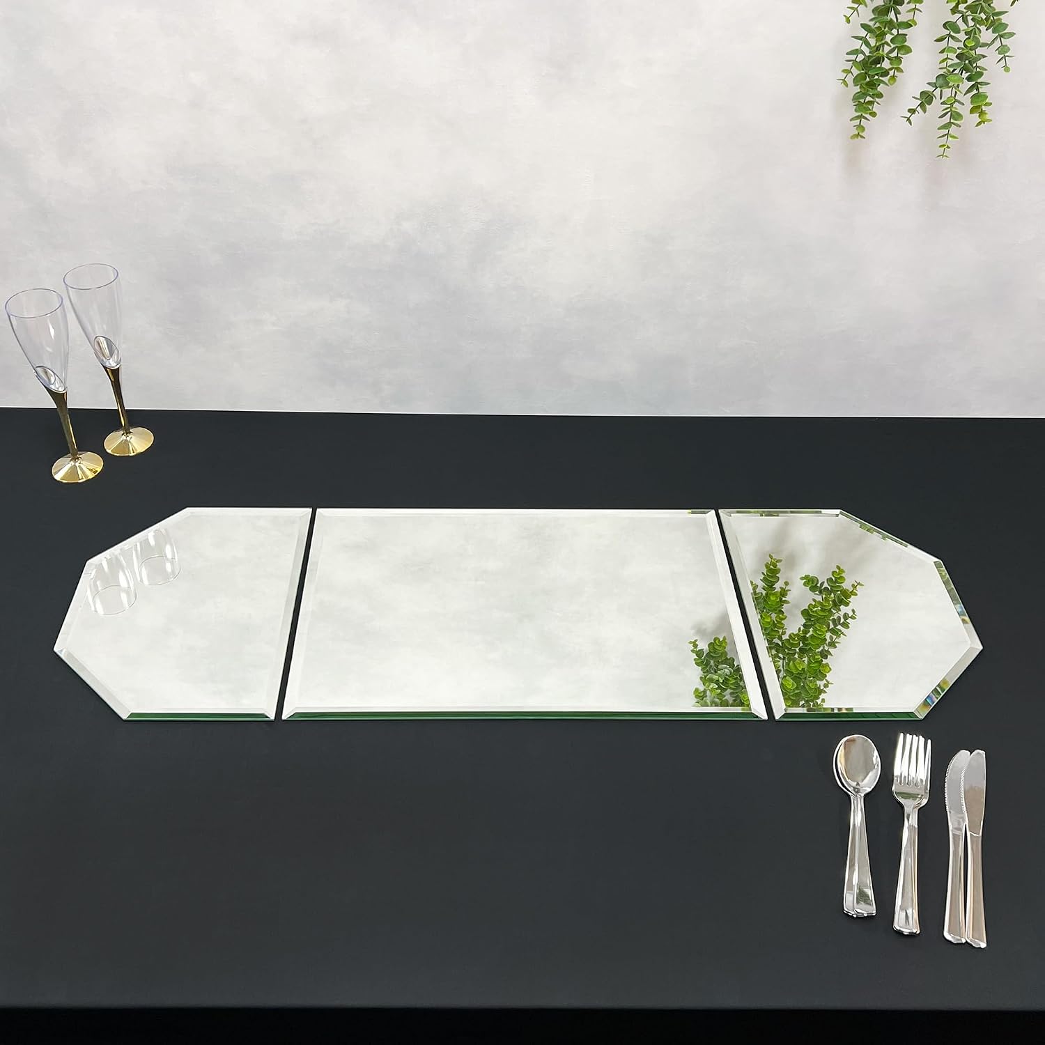 Plymor 36' x 12' Runner Set, 5mm Thick Beveled Glass Mirror, Pack of 2
