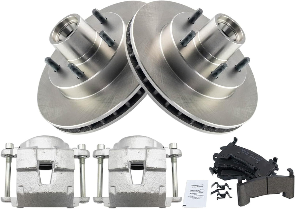 TRQ Front Brake Pad and Rotor Set Ceramic Calipers Compatible with 1982-1987 Buick Regal 1982-1995 Chevrolet S10 Camaro El Camino Malibu Monte Carlo LLV S10 Blazer GMC S15 Caballero Sonoma S15 Jimmy