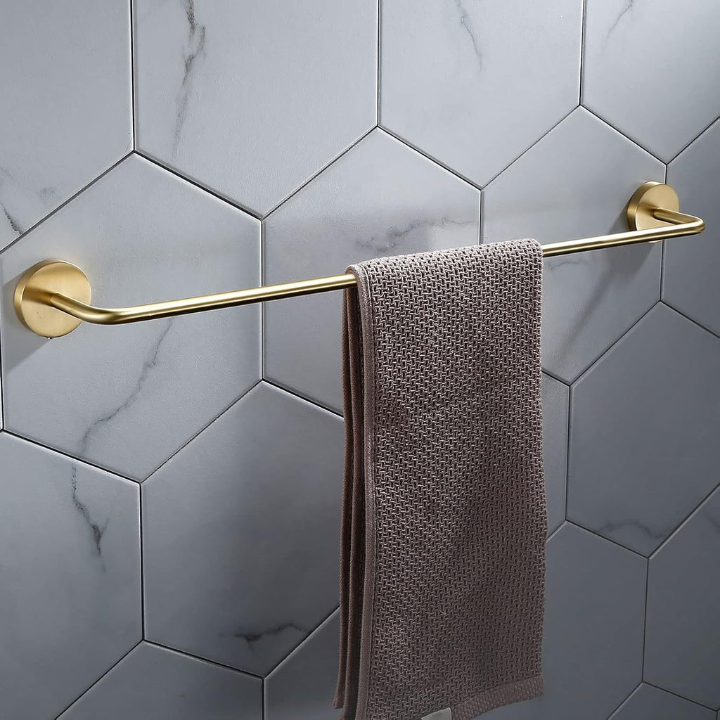 Bathroom Shelves All Copper Brushed Gold Towel Rack Bar Rail, Simple and Light Luxury Bath Towel Rack, Bathroom Bathroom Rack, Hardware Pendant Set (Color : Single Pole)