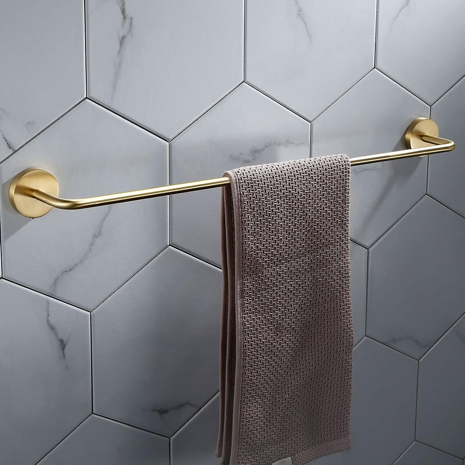 Bathroom Shelves All Copper Brushed Gold Towel Rack Bar Rail, Simple and Light Luxury Bath Towel Rack, Bathroom Bathroom Rack, Hardware Pendant Set (Color : Single Pole)