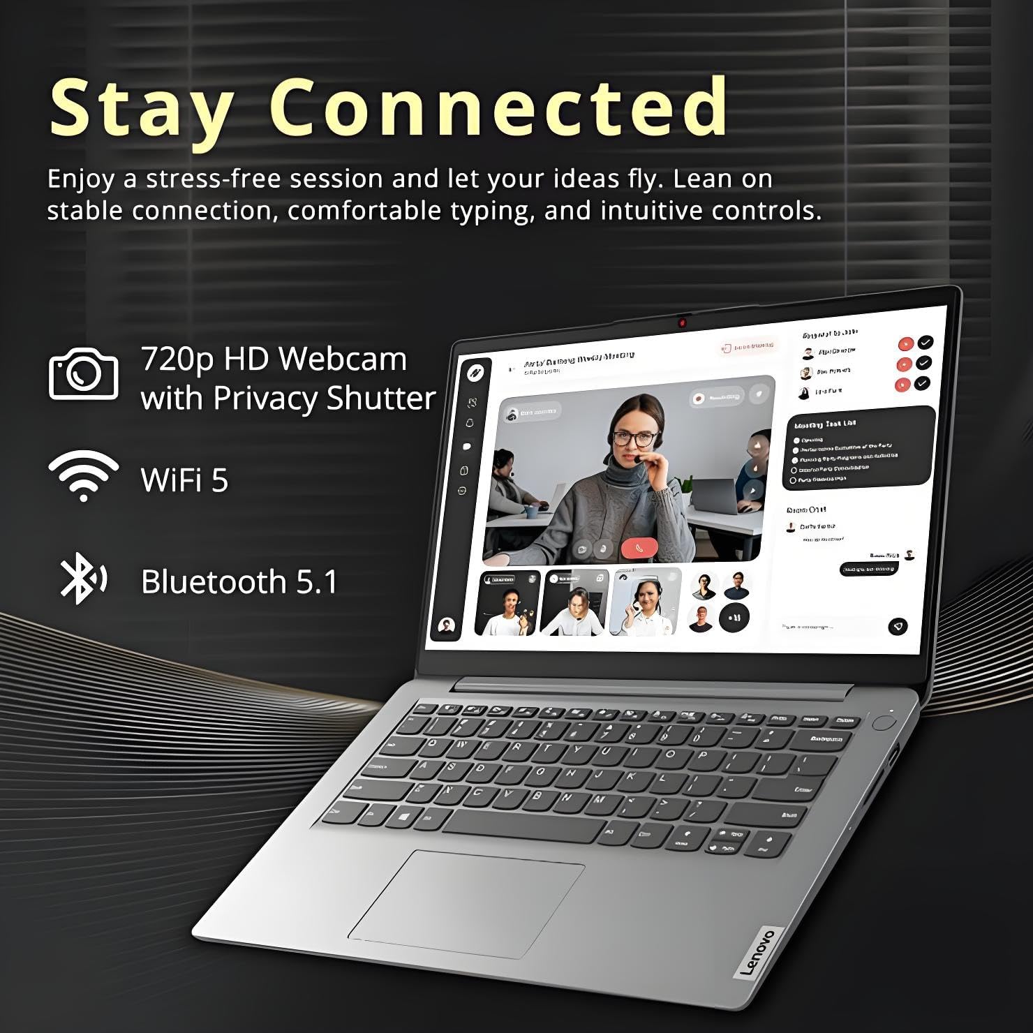 Lenovo Laptop Computer for Home and Office with Office 365, 14' HD Display, 8GB RAM, 256GB SSD, Intel Dual-Core, WiFi6, Bluetooth 5.2, USB-C, Portable Desgin, Long Battery, Windows 11 Home