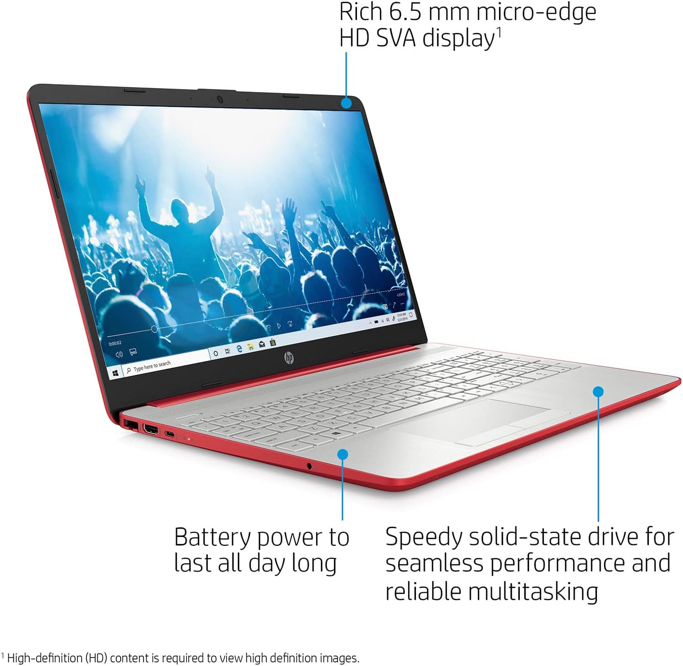 HP 2022 Pavilion 15.6' HD Laptop, Intel Quad-core Pentium Processor, 8GB RAM, 128GB SSD, 11 Hr Battry Life, Intel UHD Graphics, HD Webcam, Bluetooth, USB Type-C, Win 11 + 1 Year Microsoft 365