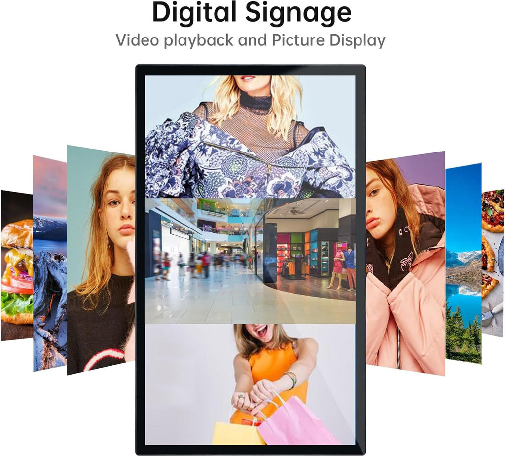 32 inch Capacitive Multi-Touch Screen Industrial Monitor, 16:9 Display 1920 x 1080P, Built-in Speakers, USB, VGA, DVI & HD-MI Ports, Digital Signage Displays and Player for Advertising