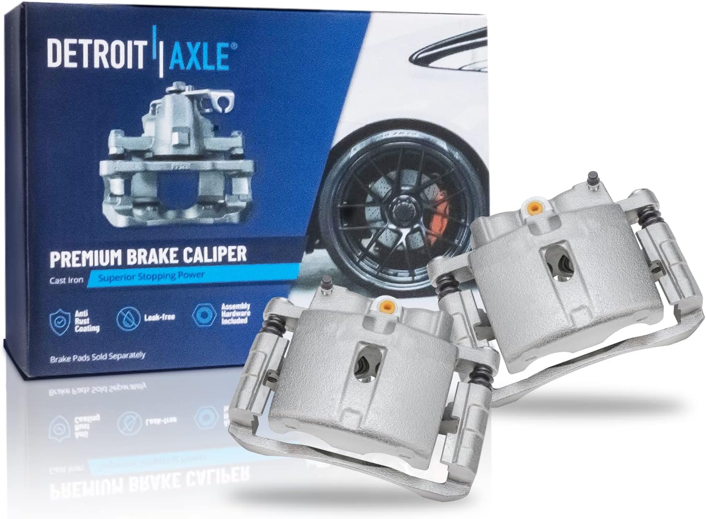 Detroit Axle - Front 8pc Brake Kit for Chevy Silverado GMC Sierra Savana Express Yukon XL 1500 Escalade ESV EXT, Drilled Slotted Disc Brake Rotors Ceramic Brake Pads Brake Calipers Replacement