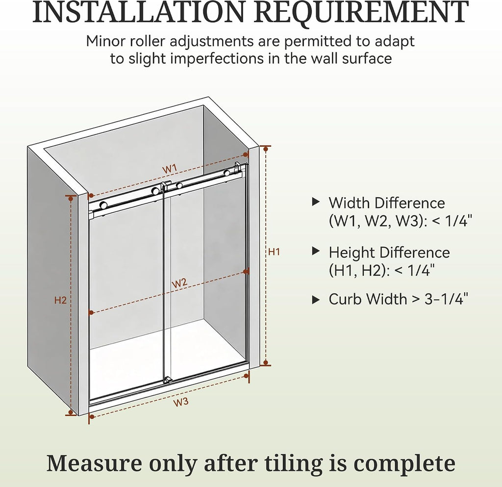 44-49' W x 76' H Frameless Shower Door with 3/8'(10mm) SCCG Tempered, 304 Stainless Hardware Double Sliding Glass Shower Door for Bathroom (Gunmetal)