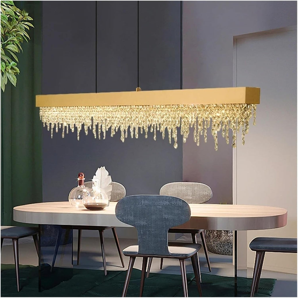 Modern Kitchen Island Crystal Chandelier Luxury Dining Room LED Hanging Light Fixture Gold/Black/Silver Home Decor Indoor Chandelier
