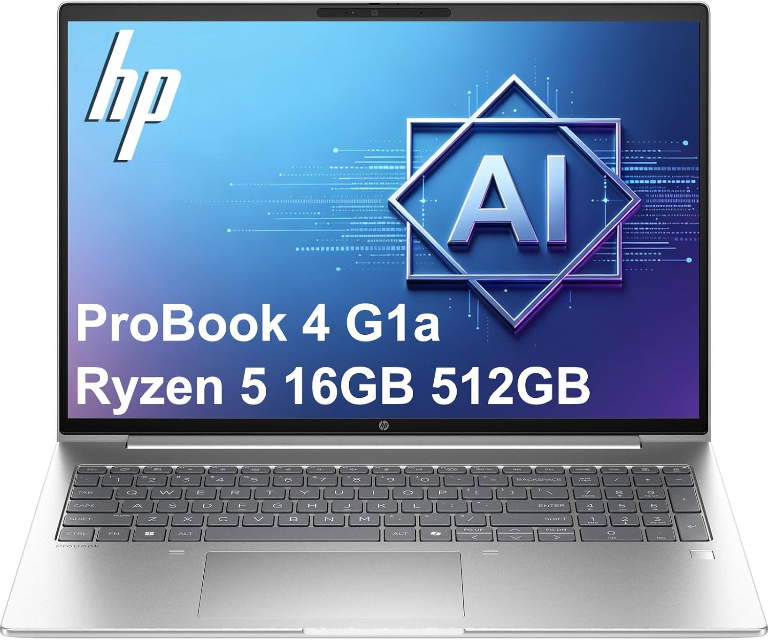 HP ProBook 4 G1a Business AI PC Laptop (16' FHD+, AMD Ryzen 5 230 (> Intel i7-1355U), 16GB DDR5 RAM, 512GB SSD, Radeon 760M Graphics), HP Wolf Security, Backlit, Fingerprint, 1080p Webcam, Win 11 Pro