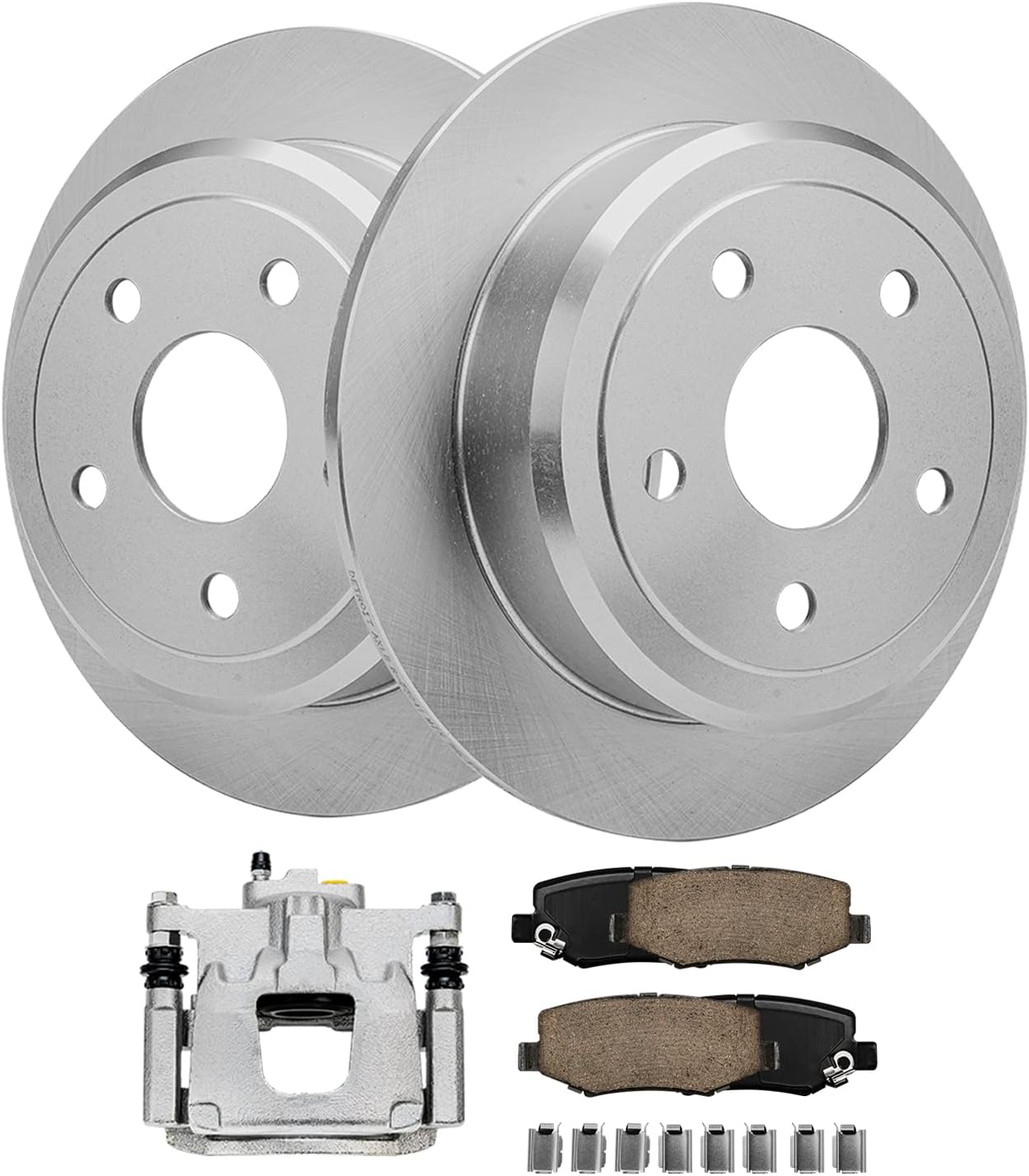 Detroit Axle - Rear Brake Kit for 2007-2018 Jeep Wrangler JK Brake Rotors Ceramic Brakes Pads Right Brake Caliper 2008 2009 2010 2011 2012 2013 2014 2015 2016 2017 Replacement