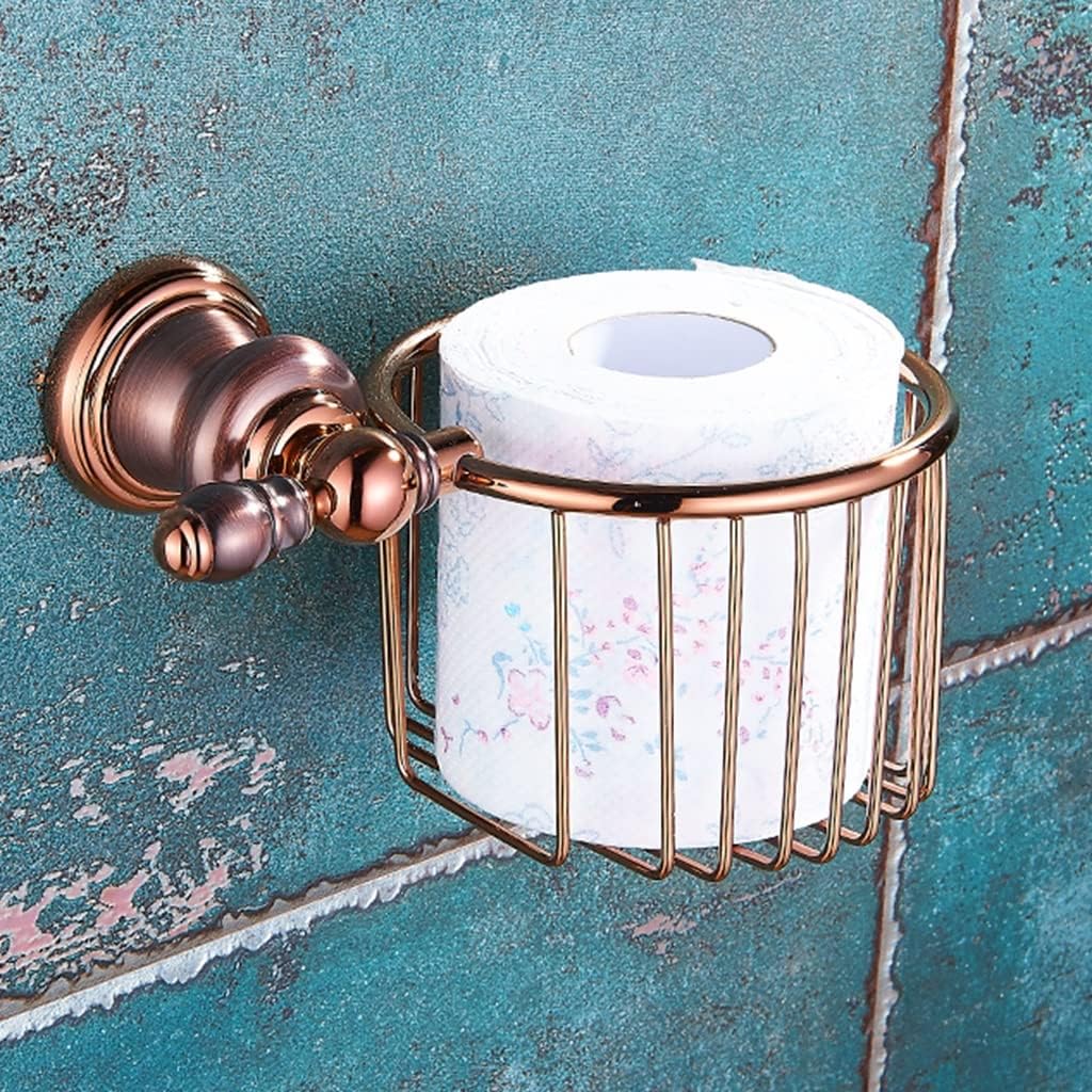 Bathroom Hardware Set Brown Bronze Rose Gold Towel Rack Set Towel Bar Toilet Paper Holder Towel Ring Wall Mounted Bathroom Accessories Kit Wall Mounted,Single Glass(Tissue Basket)