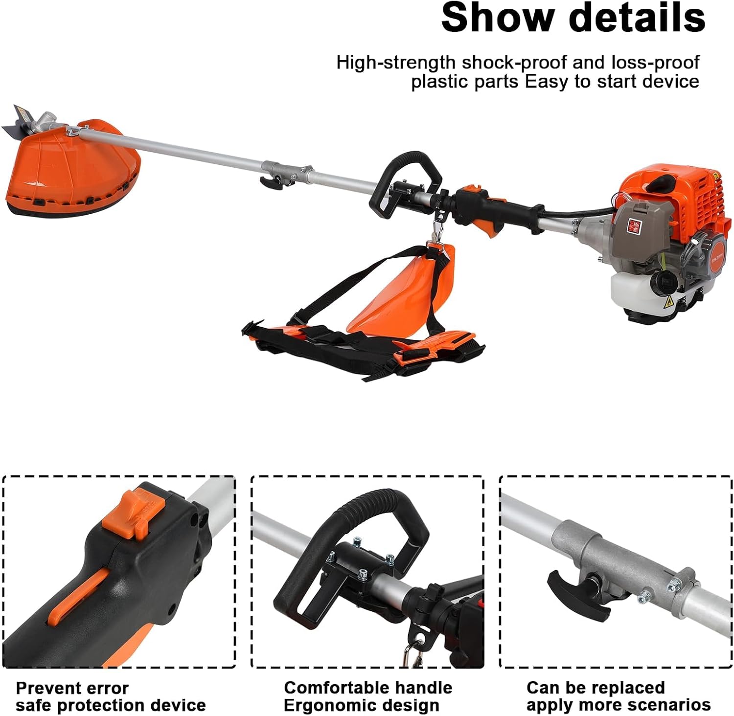 5 in 1 Gas & Petrol Hedge Trimmer - Cordless, 52CC Gas Brush Cutter Lawn Mower - 2-Stroke Full Functioning Grass Trimmer - New