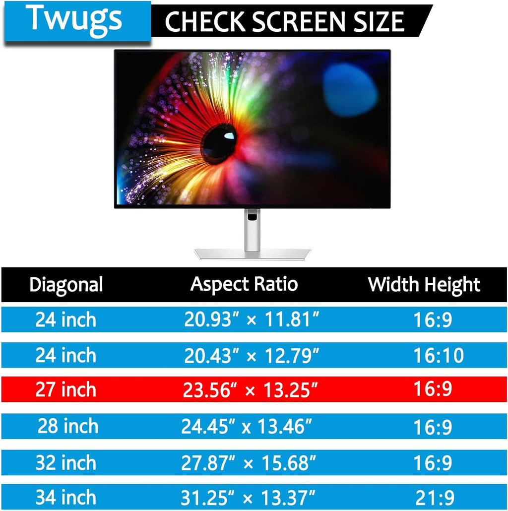 [5 Pack] 27 Inch Computer Privacy Screen for 16:9 Aspect Ratio Widescreen Monitor, Eye Protection Anti Glare Blue Light Filter Shield, Removable Anti-Scratch Anti Spy Protector