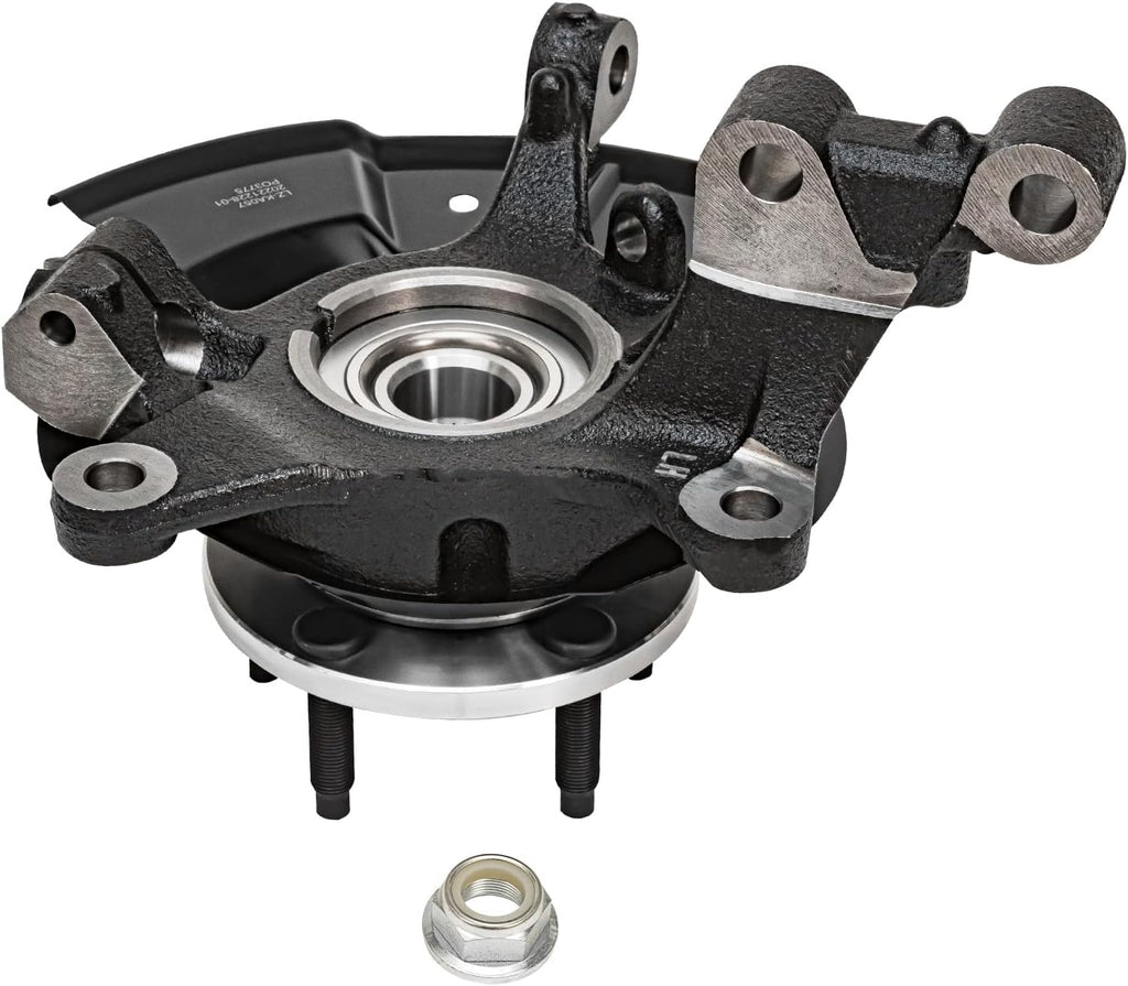 Detroit Axle - Front Steering Knuckles w/Wheel Hubs Assembly Drilled Slotted Brake Rotors Ceramic Pads Replacement for 2011-2014 Ford Edge - 6pc Set