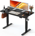 FEZIBO 48 x 24 Inchs Electric Standing Desk, Height Adjustable, Sit Stand Up, Computer Office Desk with Splice Board, Black Frame/Black Top