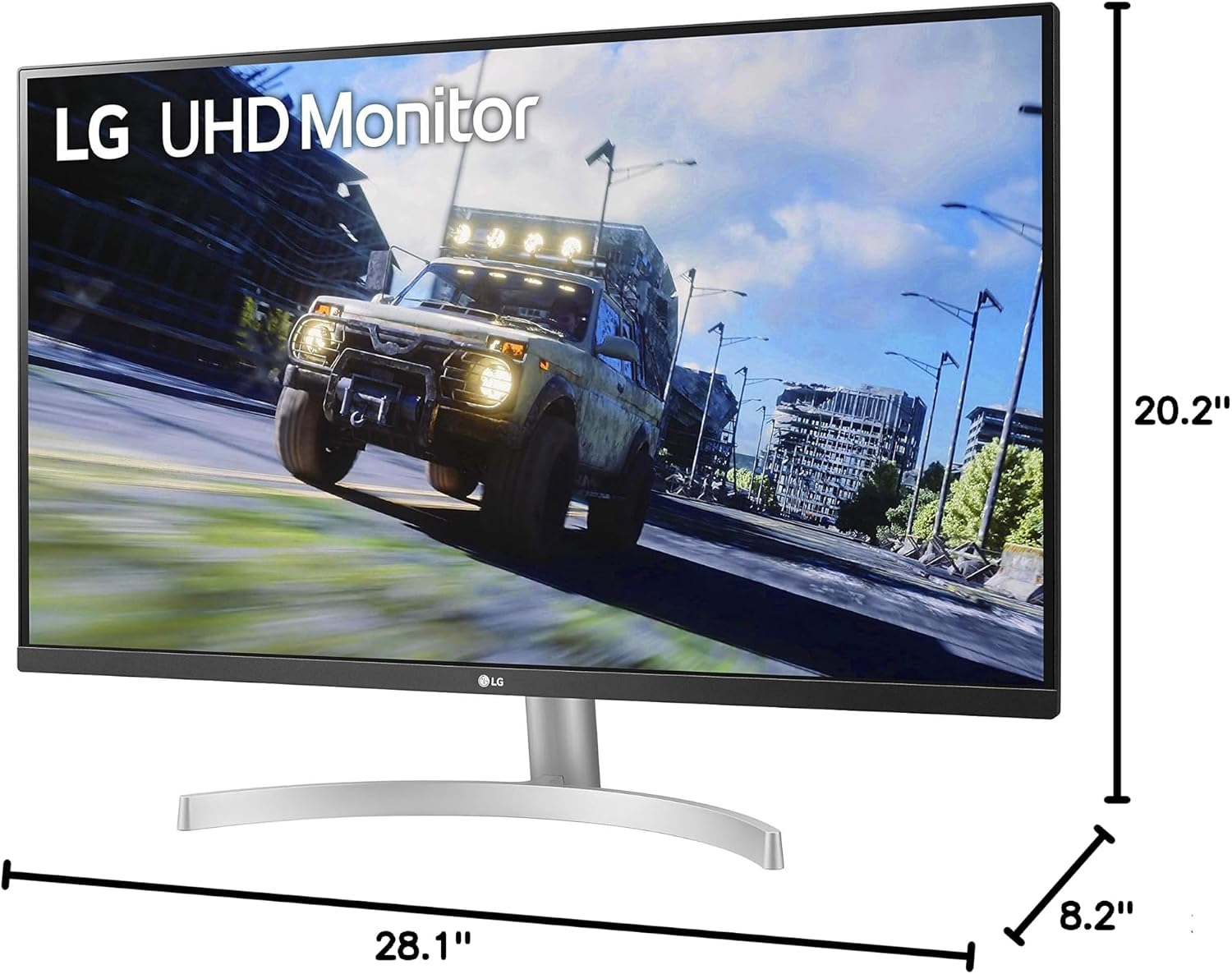 LG 32UN500-W Monitor 32' Ultrafine (3840 x 2160) Display, AMD FreeSync, DCI-P3 90% Color Gamut, HDR10, Built-in Speakers, 3-Side Virtually Borderless Design - Silver/White