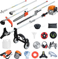 8-in-1 Multi-Functional Trimming Tool, 52CC 2-Cycle Gas Powered Hedge Trimmer, Weed Eater, String Trimmer, Brush Cutter, Edger, Pole Saw Chainsaw Pruner with Extension Pole (Orange)