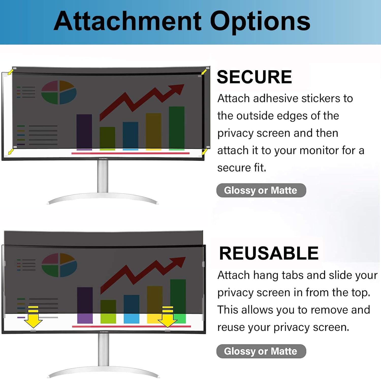 40 Inches Privacy Screen Filter for Ultrawide 21:9 Curved Monitor | Computer Privacy Shield | Anti-Glare | Anti- Blue Light Protector