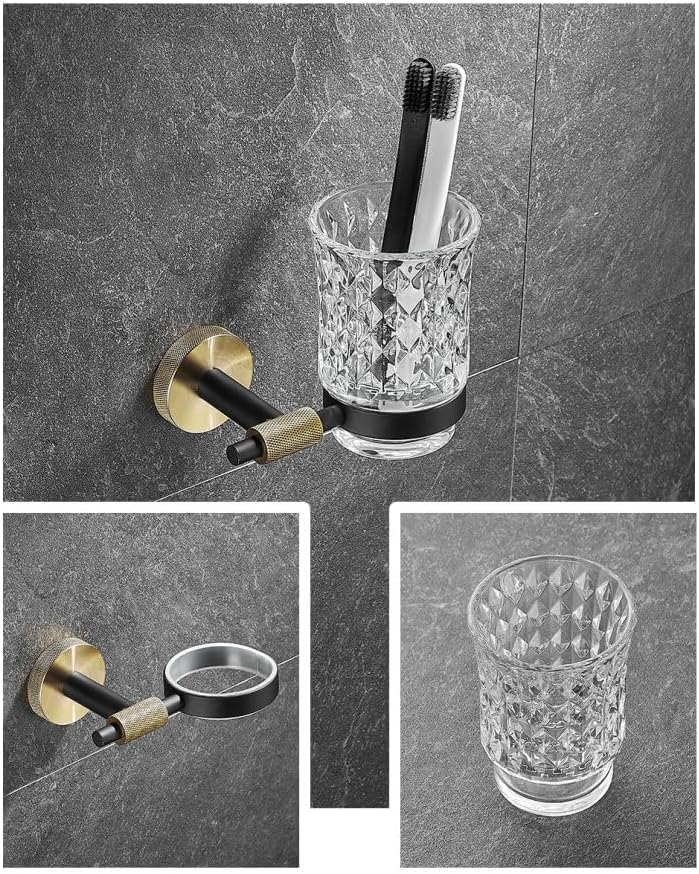 Stainless Steel Bathroom Hardware Set Bathroom Accessories Black Towel Rail Bar Rack Gold Towel Bar Shelf Towel Holder,Single Cup