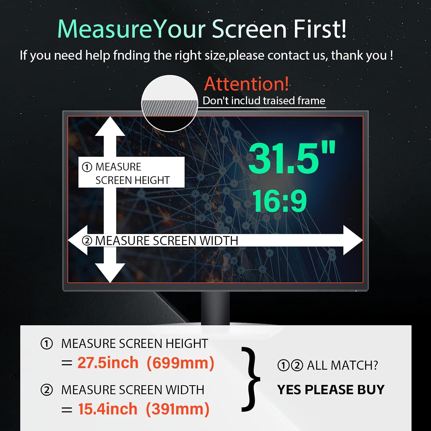 [2 Pack] Magnetic Hanging 31.5 Inch Computer Privacy Screen for 16:9 Aspect Ratio Widescreen Monitor, Removable Eye Protection Anti Glare Blue Light Computer Monitor Privacy Filter