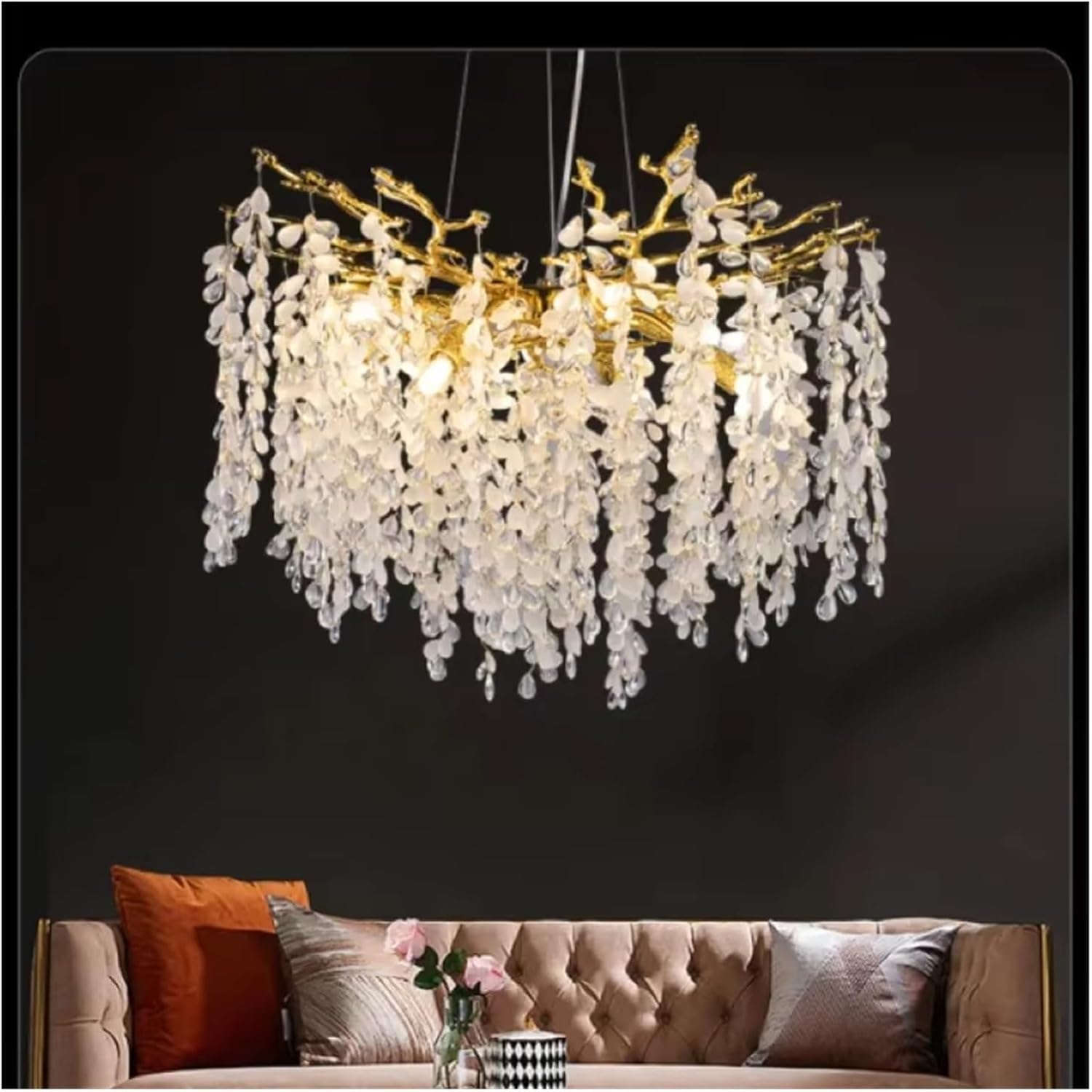 Designer Grape Crystal Splendid Silver Gold Hanging Lamp Luxury Villa Living Room Restaurant Lamp Branch Splendid LED,Dining Light Fixtures