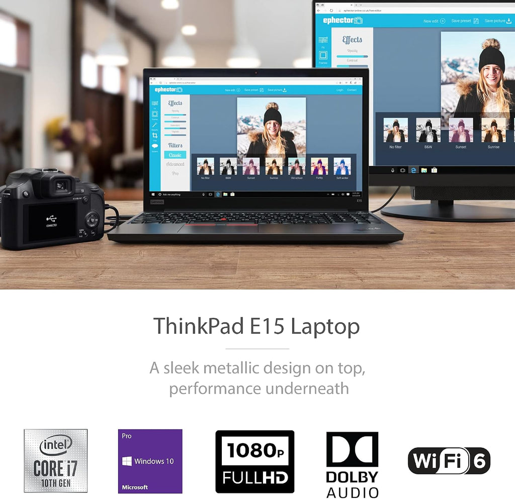 Lenovo Thinkpad E15 Business Laptop, 15.6' FHD IPS Display, Intel Core i7-10510U, 32GB RAM Memory, 1TB PCIe NVMe SSD, Webcam, Zoom Meeting, Windows 10 Pro, Black