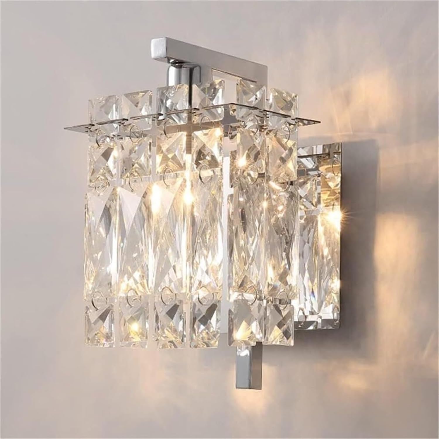 Modern Crystal Wall Sconce E14 Base Wall Lamp Crystal Bathroom Wall Mount Light Home Decoration Over Mirror Lamp Bedroom Wall Lamp for Bedside Living Room Hallway(Gold)(Silver)