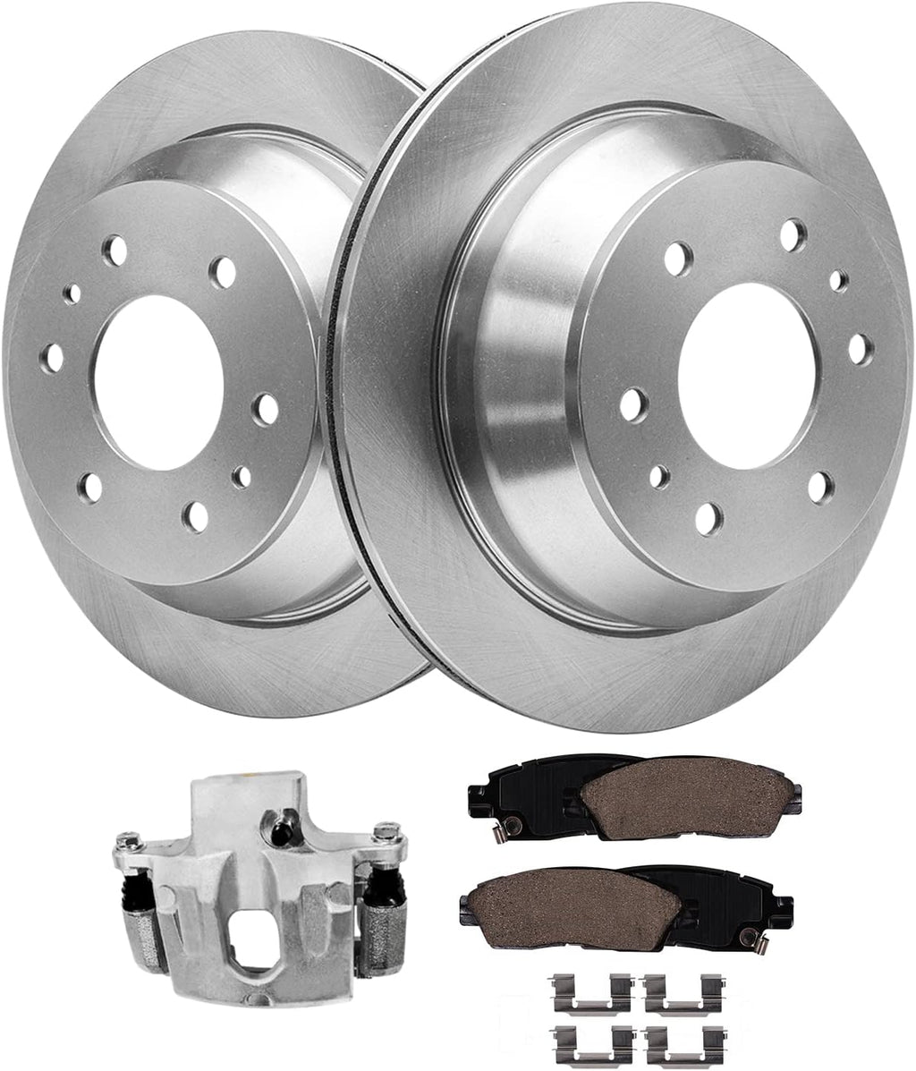 Detroit Axle - Rear Brake Kit for Chevy Trailblazer EXT GMC Envoy XL XUV Buick Rainier Olds Bravada Saab 9-7X, 12.80'' inch Disc Brake Rotors Ceramic Brake Pads Brake Caliper Replacement