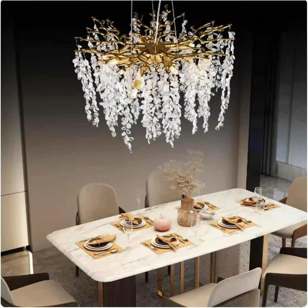 Designer Grape Crystal Splendid Silver Gold Hanging Lamp Luxury Villa Living Room Restaurant Lamp Branch Splendid LED,Dining Light Fixtures