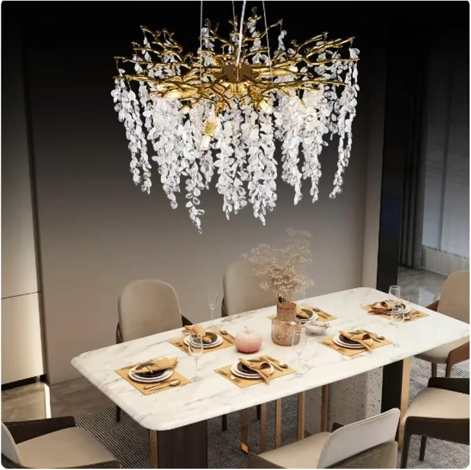 Designer Grape Crystal Splendid Silver Gold Hanging Lamp Luxury Villa Living Room Restaurant Lamp Branch Splendid LED,Dining Light Fixtures