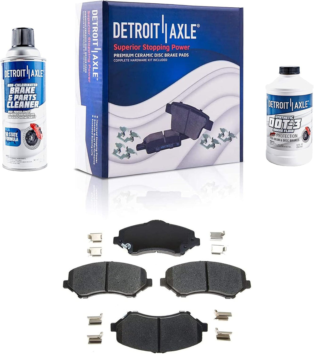 Detroit Axle - Front Brake Kit for 08-12 Chrysler Town & Country Dodge Grand Caravan 09-12 VW Routan, Disc Brake Rotors Ceramic Brakes Pads Replacement Brake Calipers: 11.89' inch Rotor