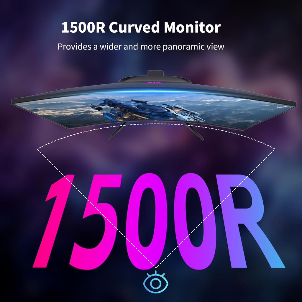 KTC H27S5C 27' Curved Gaming Monitor, 1440P QHD 144Hz 120Hz Monitor, 1500R HVA Panel, HDR400, Adaptive Sync, 400nits, HDMI 2.0 x2, DP 1.4, VESA 100x100 PC Monitor