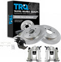 TRQ Rear Brake Pad and Rotor Set Ceramic Solid Rotors Calipers Compatible with 2005-2008 Ford Escape Mazda Tribute Mercury Mariner