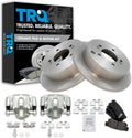 TRQ Rear Brake Pad and Rotor Set Ceramic Solid Rotors Calipers Compatible with 2009 Hyundai Tucson 2005-2010 Kia Sportage