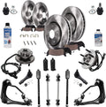 Detroit Axle - 4.0L Front Suspension Kit and Brake Kit for 2002 2003 Ford Explorer Mercury Mountaineer Brake Rotors Ceramic Brakes Pads Wheel Bearing Hubs Control Arms w/Ball Joints Replacement